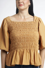 Smocked peplum tops for women