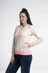 Pastel-colored zip-up hoodie