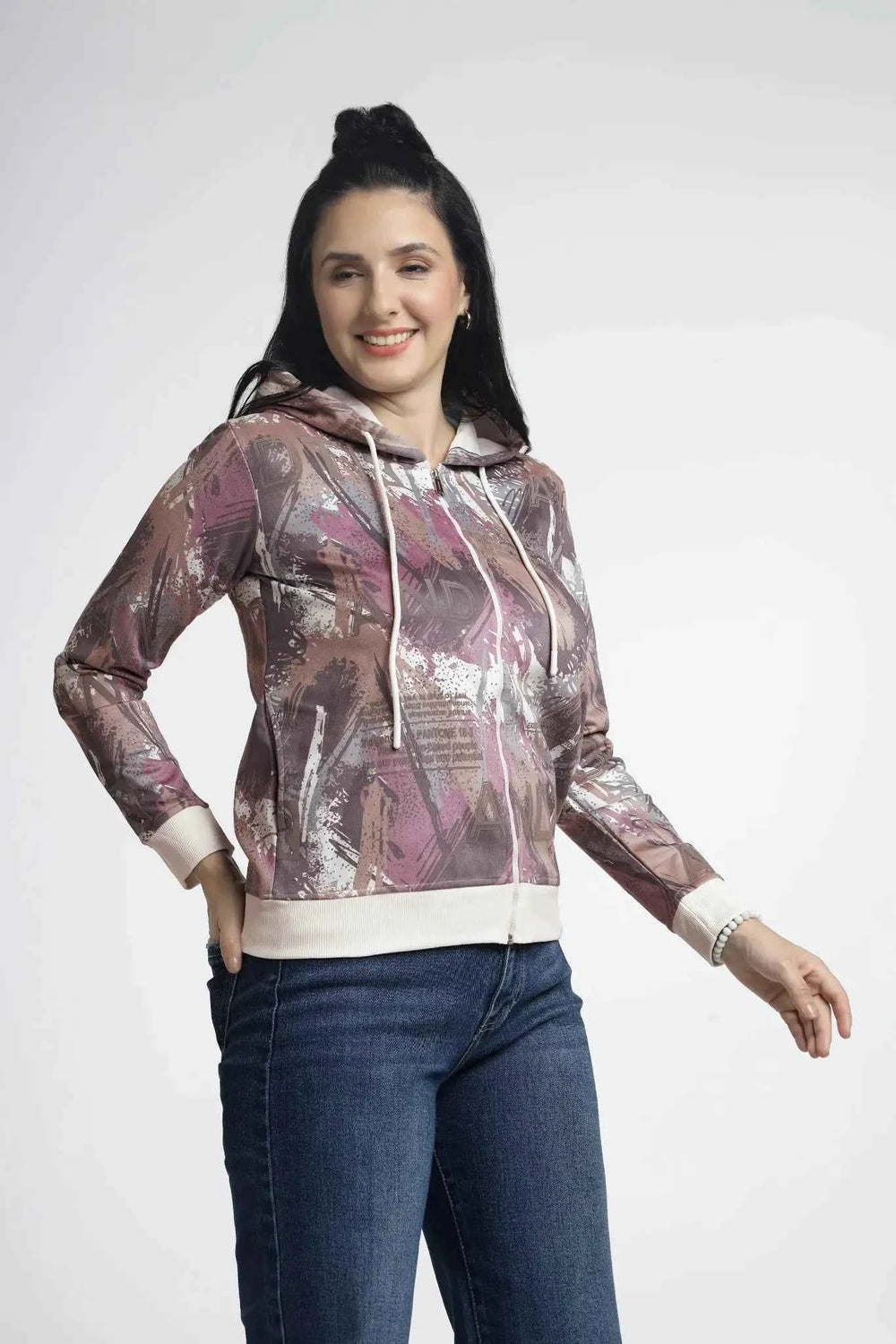 Women’s Printed Zip-Up Hoodie