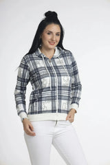 Women’s Plaid Zip-Up Hoodie with “Don’t Worry” Print - ASTRON
