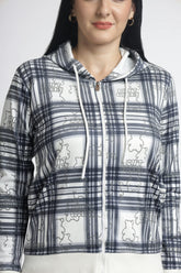 Women’s Plaid “Don’t Worry” Printed Zip-Up Hoodie
