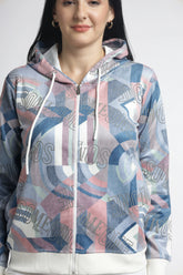 Women’s Multicolor Abstract Printed Zip-Up Hoodie