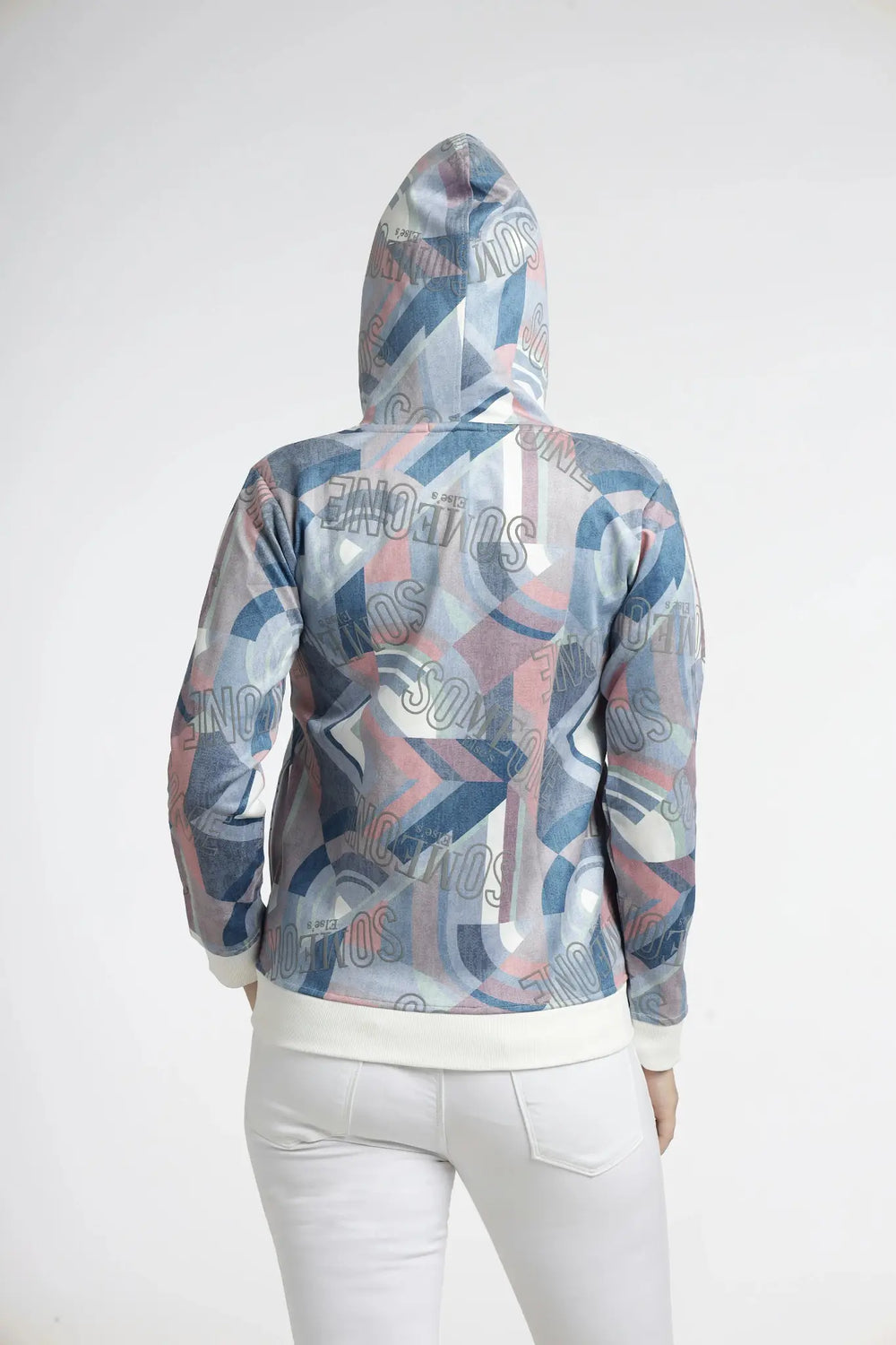 Women's Abstract Printed Hoodie - Multicolor Zip-Up for Stylish Comfort - ASTRON