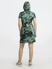 Women's Camouflage Hooded T-Shirt Dress for Effortless Style - ASTRON