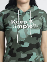 Women’s Camouflage Printed Hooded T-Shirt Dress