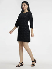Women's Black Bodycon Dress with Elegant Print - ASTRON