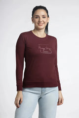 Women’s Maroon Printed Top - Stylish Full Sleeve Apparel for Trendy Looks - ASTRON