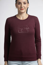 Women’s Maroon Printed Full-Sleeve Top