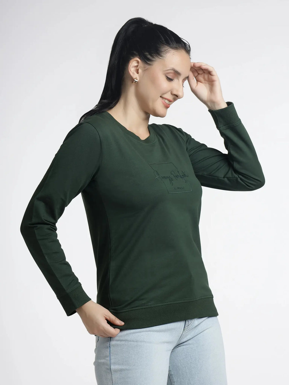 Women's Green Printed Top - Full-Sleeve Style for Effortless Fashion - ASTRON