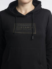 Women’s Black Hoodie with Trendy Print Design for Stylish Comfort - ASTRON