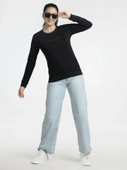 Women’s Embellished Black Sweatshirt for Stylish Comfort - ASTRON