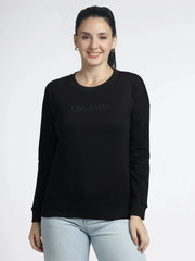 Women’s Embellished Black Sweatshirt for Stylish Comfort - ASTRON