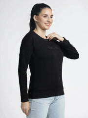 Women’s Embellished Black Sweatshirt for Stylish Comfort - ASTRON
