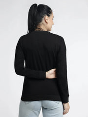 Women’s Embellished Black Sweatshirt for Stylish Comfort - ASTRON