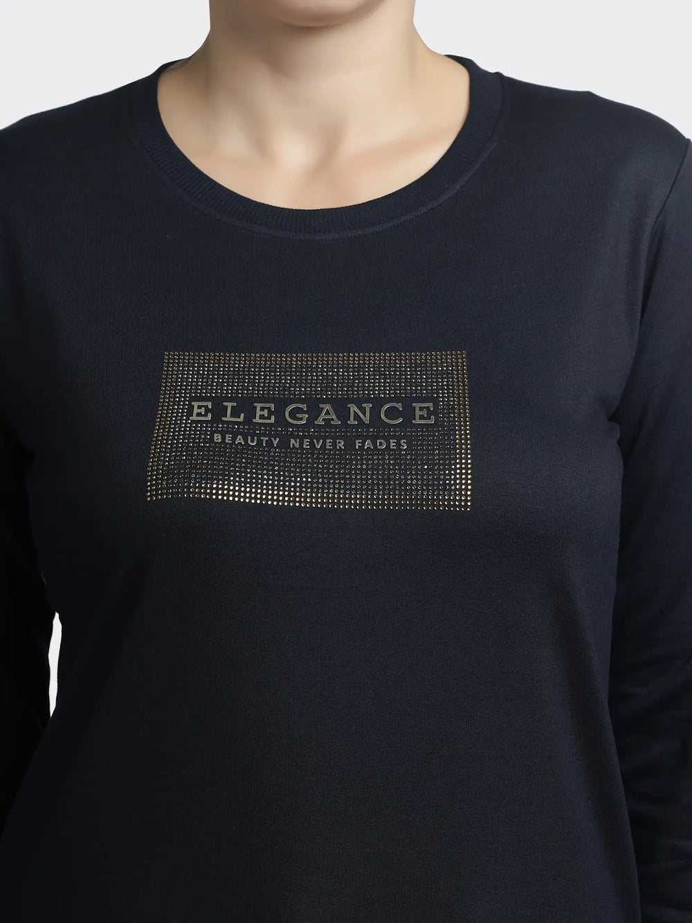 Women's Embellished Navy Blue Sweatshirt - Stylish Comfort for Every Occasion - ASTRON