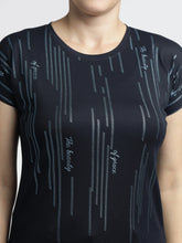 Women’s Abstract Line-Print Round-Neck Tee