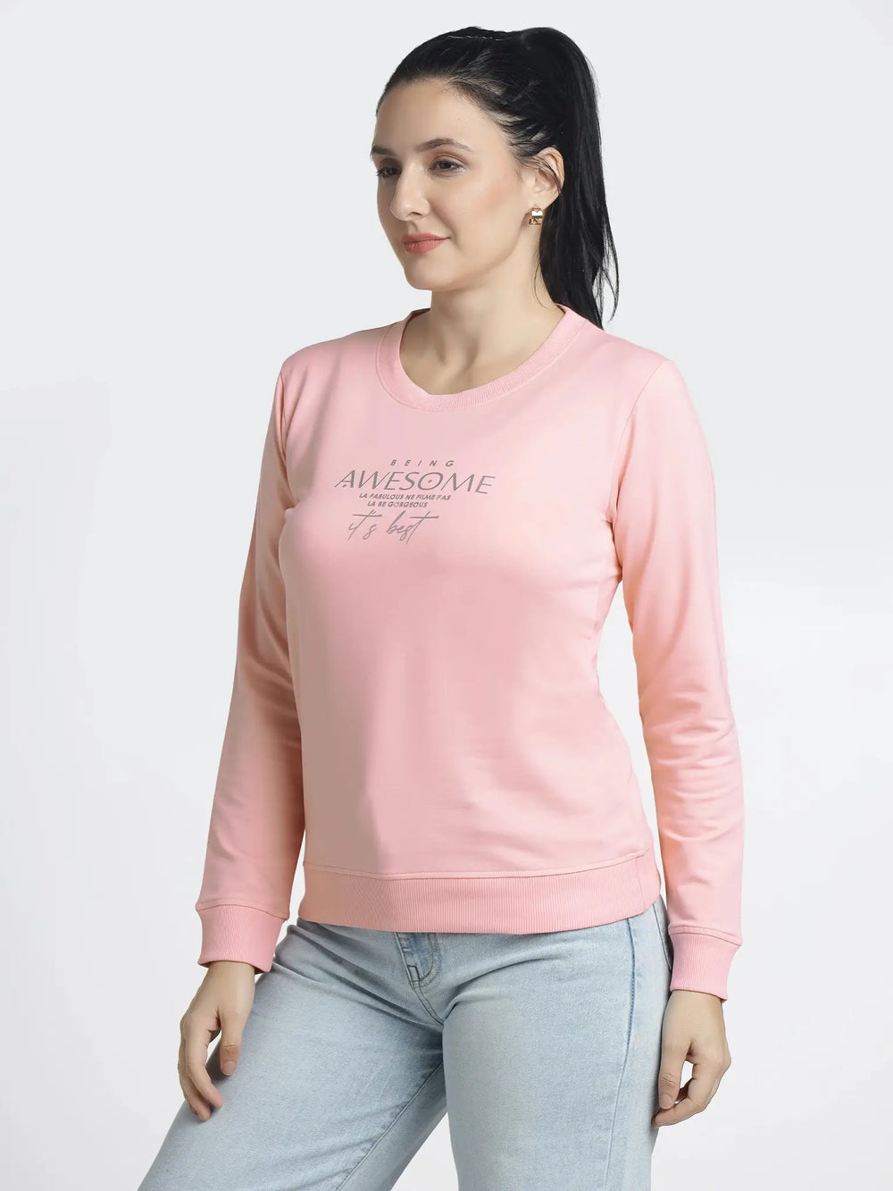 Womens Printed Sweatshirt - Being Awesome - ASTRON