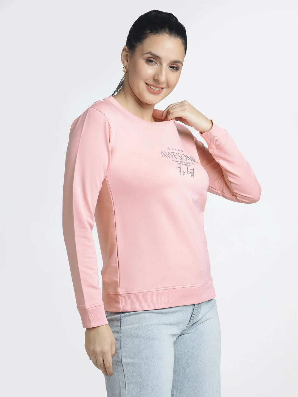 Womens Printed Sweatshirt - Being Awesome - ASTRON
