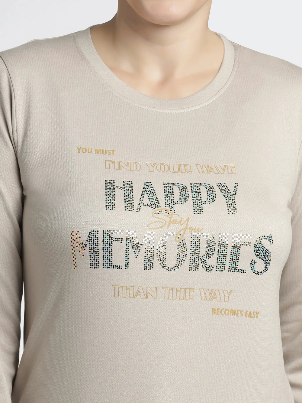 Women’s Printed Full Sleeves T-Shirt - Happy Memories Design - ASTRON