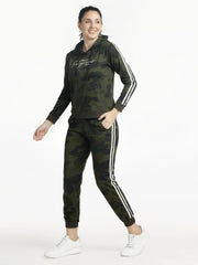 Women’s Tracksuit Set-Camouflage Printed Hoodie & Jogger Set