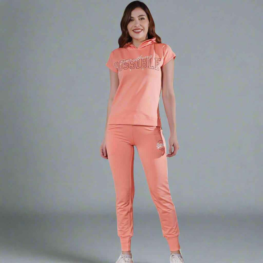 Hoodie Co-ord Set With Cap Sleeves For Women