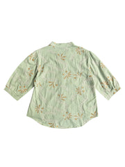 Astron- Tropical Leaf Cotton Button-Down Shirt For Women