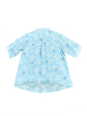 Astron – Women's Collared Cotton Shirt with Floral Embroidery