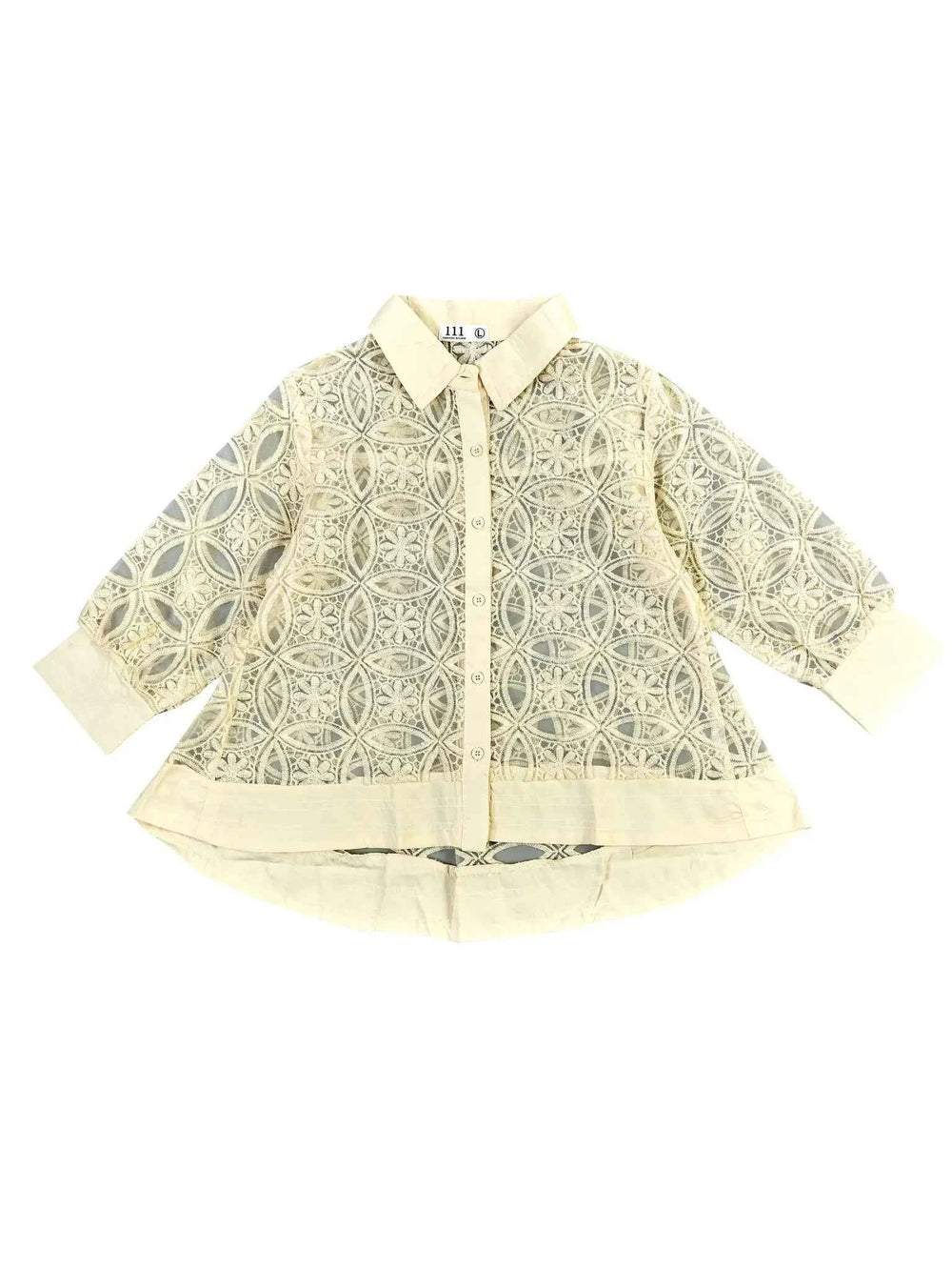 Astron – Lace Shirt with Geometric Floral Overlay
