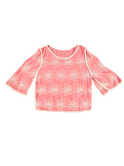 Astron – Crop Top with White Floral Embroidery