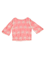 Astron – Crop Top with White Floral Embroidery