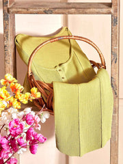 Astron – Olive Green Ribbed Knit Henley Top