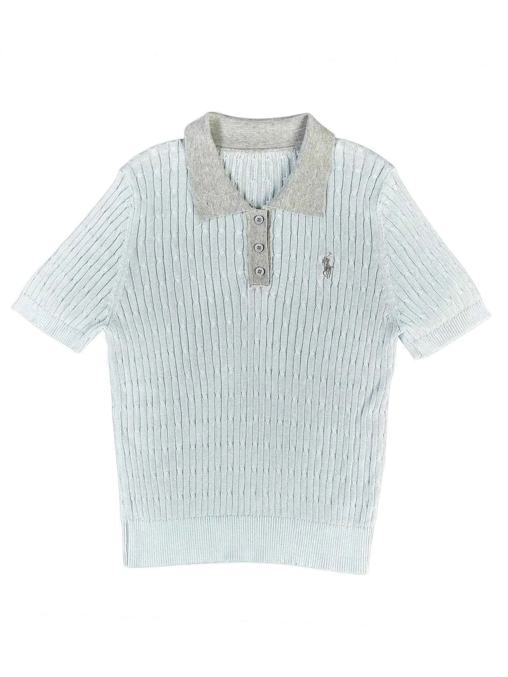 Astron - Ribbed Knit Polo Shirt with Collar
