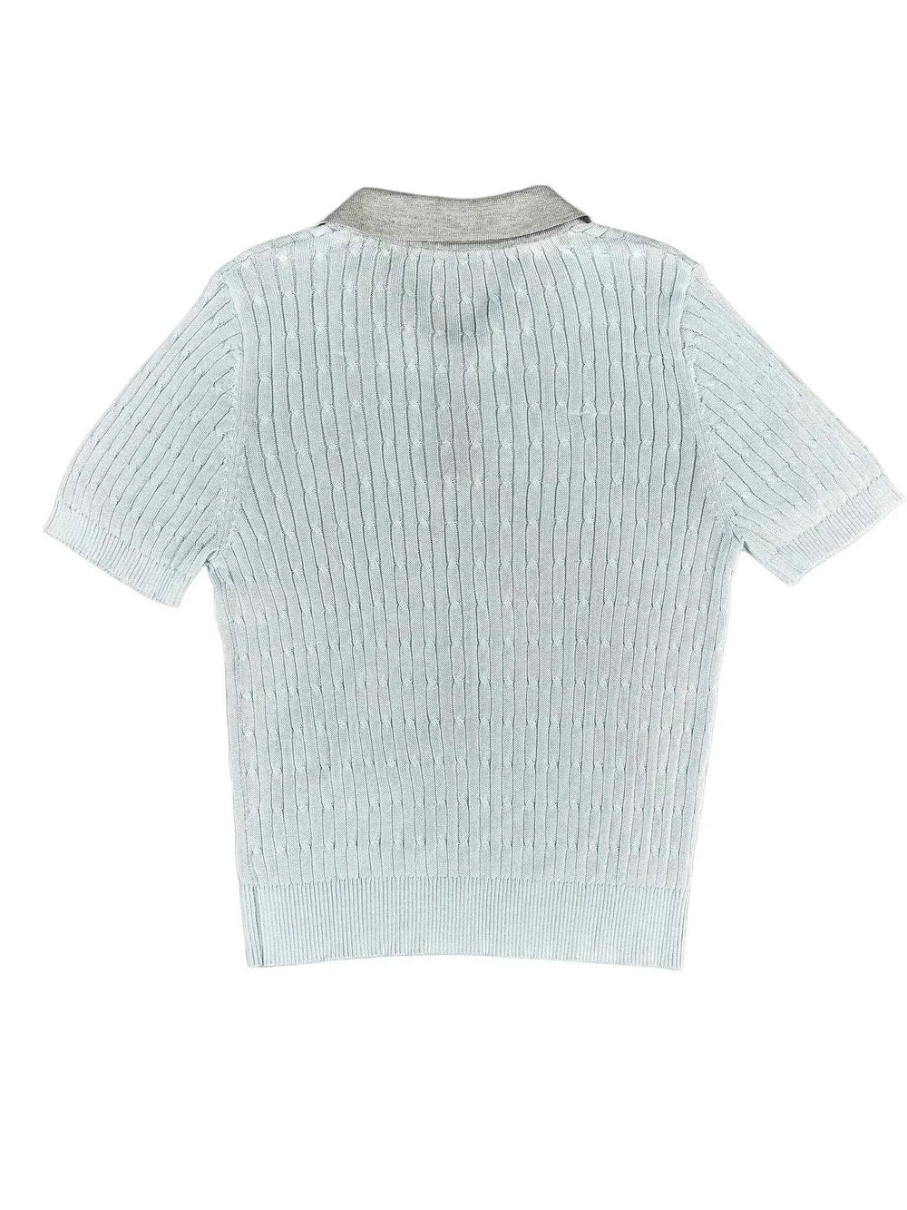 Astron - Ribbed Knit Polo Shirt with Collar