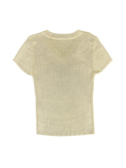 Astron - Embroidered V-Neck Ribbed Knit Top