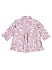 Astron - Lavender Floral Embroidered Button-Down Shirt