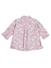 Astron - Lavender Floral Embroidered Button-Down Shirt