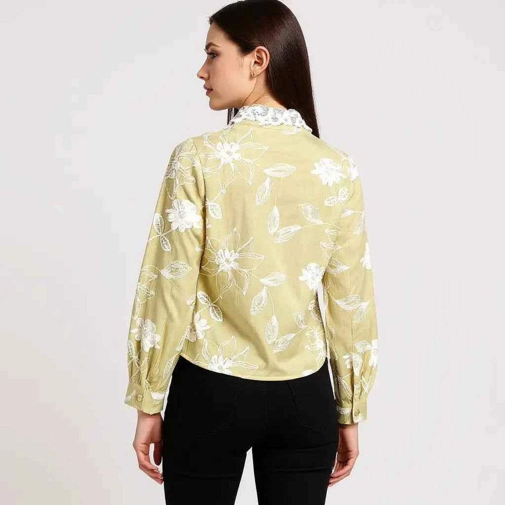 Astron- Elegant Lace Collar Comfort Fit Shirt For Women
