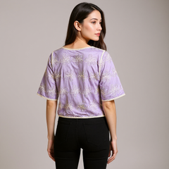 Astron – Crop Top with White Floral Embroidery