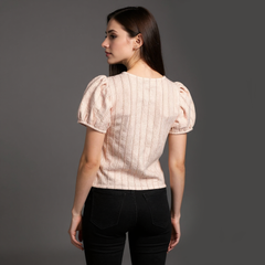 Astron – Blush Pink Textured Blouse with Pintuck Detailing