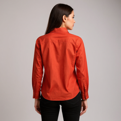 Astron – Rust Embroidered Shirt with Sequin Accents