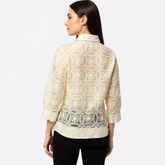 Astron – Lace Shirt with Geometric Floral Overlay