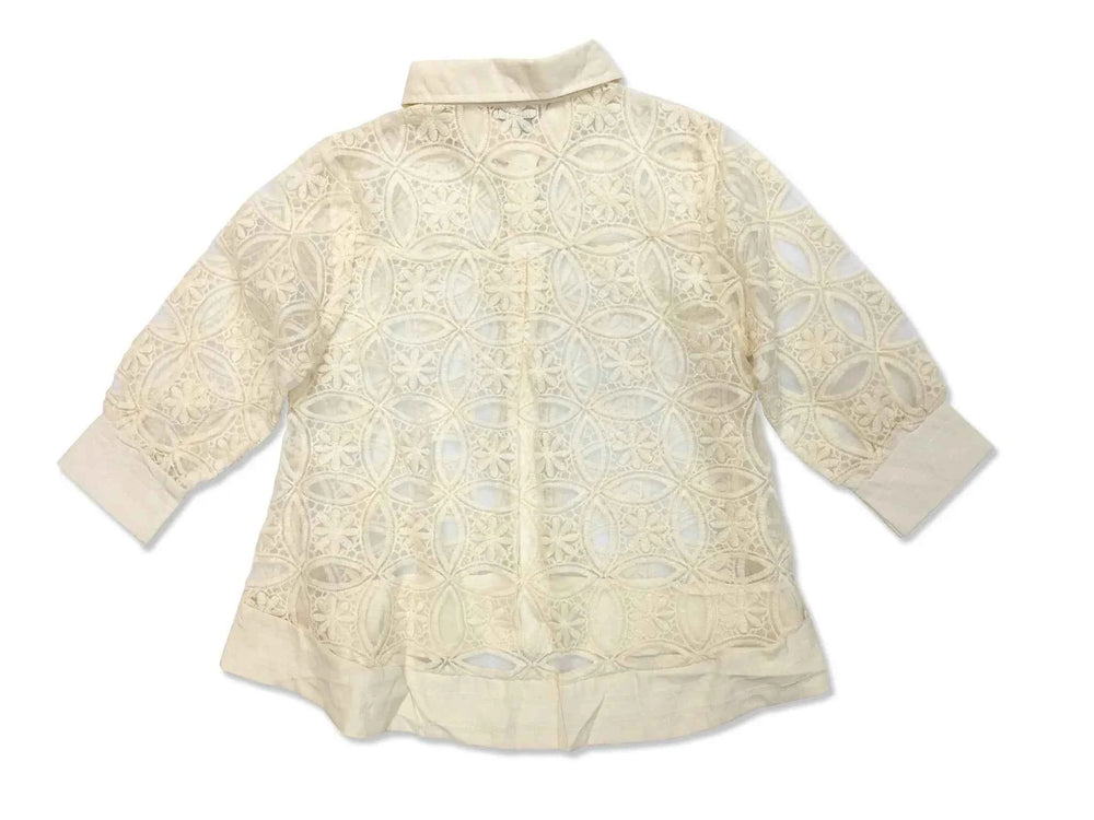 Astron – Lace Shirt with Geometric Floral Overlay