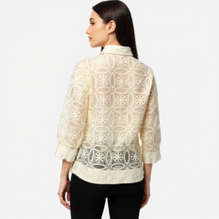 Astron – Lace Shirt with Geometric Floral Overlay