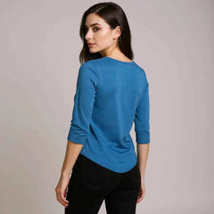 Astron – Ribbed Knit Henley Top for Women