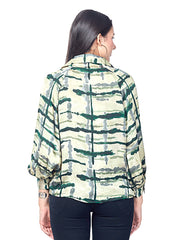 Astron – Green Printed Long Sleeves Shirt for Women