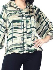 Astron – Green Printed Long Sleeves Shirt for Women