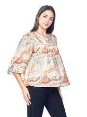 Astron – 3/4 Sleeve Printed Top for Women
