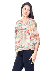 Astron – 3/4 Sleeve Printed Top for Women