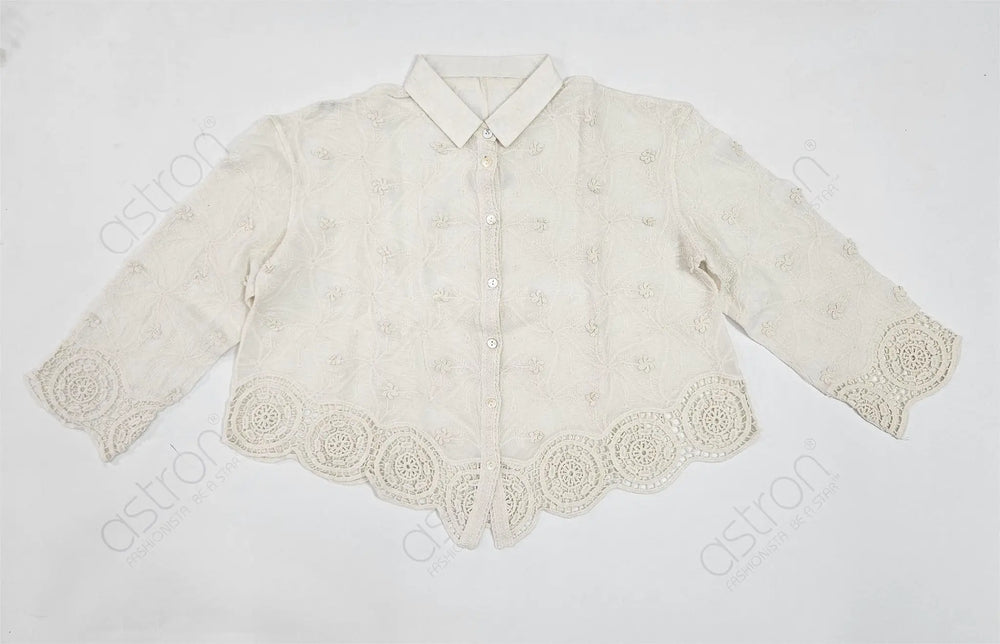Women's Embroidered Lace Shirt for Effortless Chic Style and Sophisticated Elegance - ASTRON