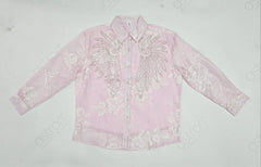 Women’s Ivory Embroidered Full-Sleeve Loose Fit Shirt - ASTRON